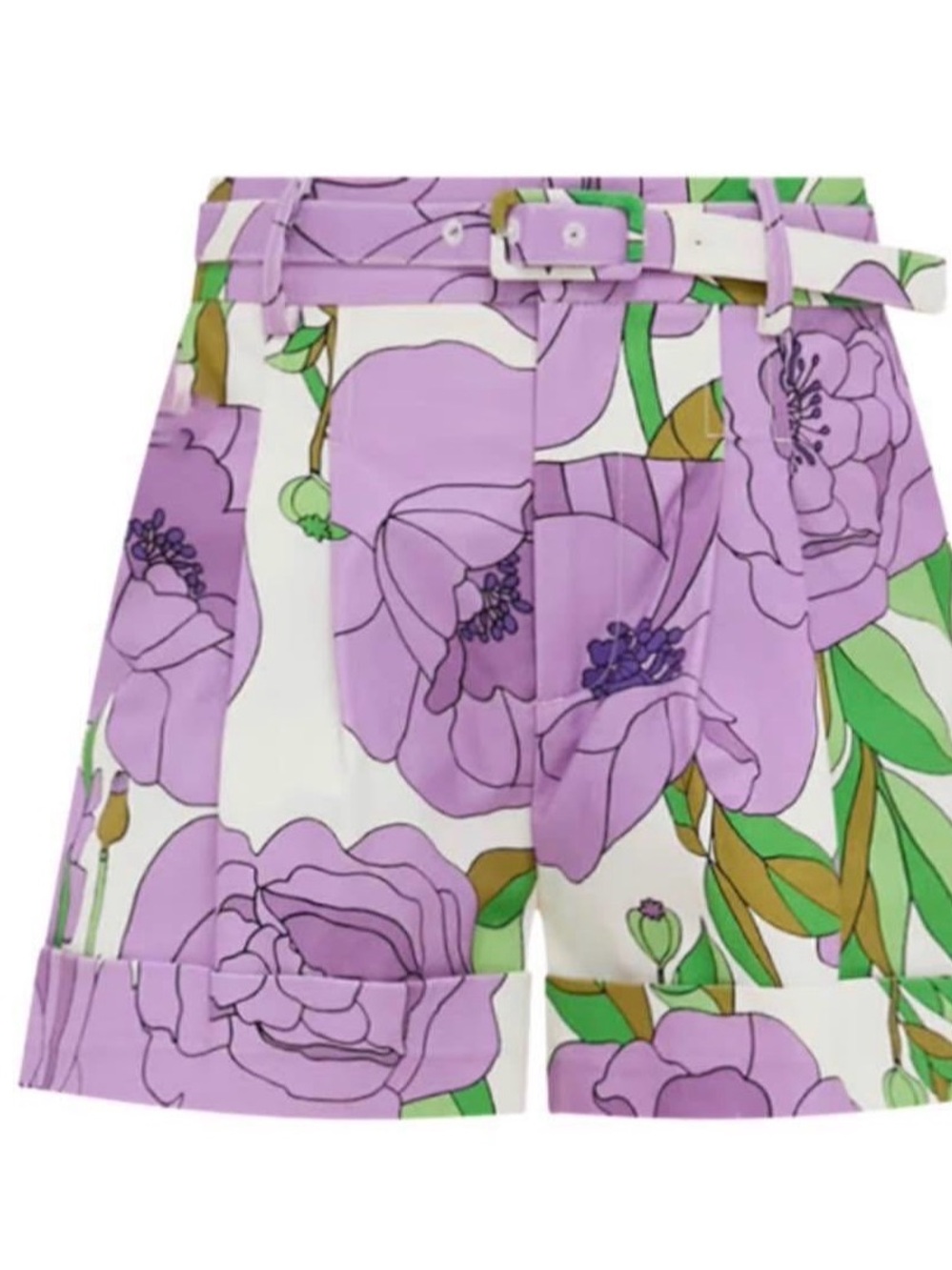 Hyacinth House Floral Lilac High-Waist Belted Shorts new with tag size small